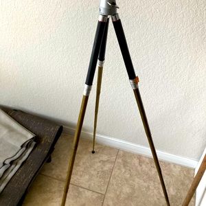 Vintage camera tripod Bilora brand telescoping leg brass